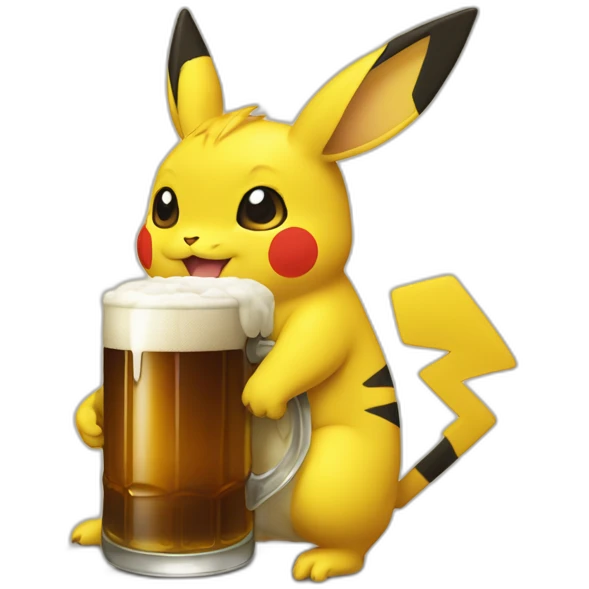 Picatchu buvant une bière emoji