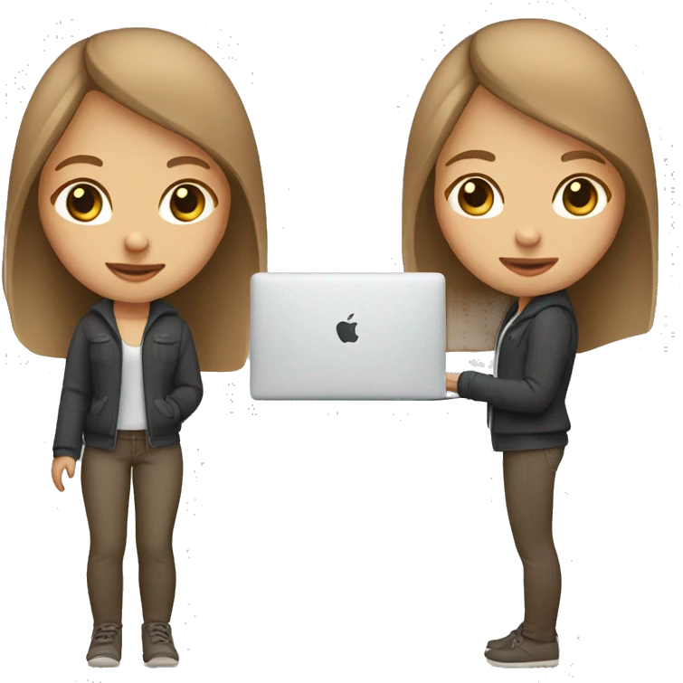 Girl-hold-MacBook-light skin-light brown hair emoji