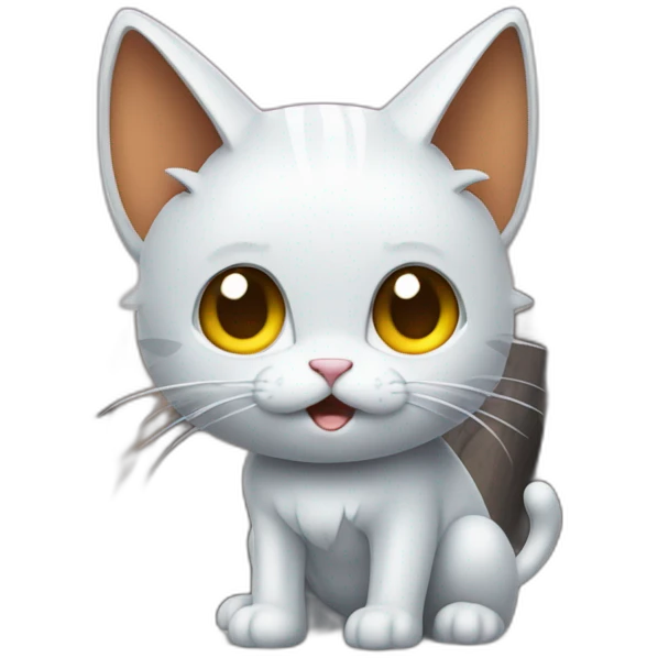 Looks hard cartoon metalic kitty like pokemon on the rock emoji