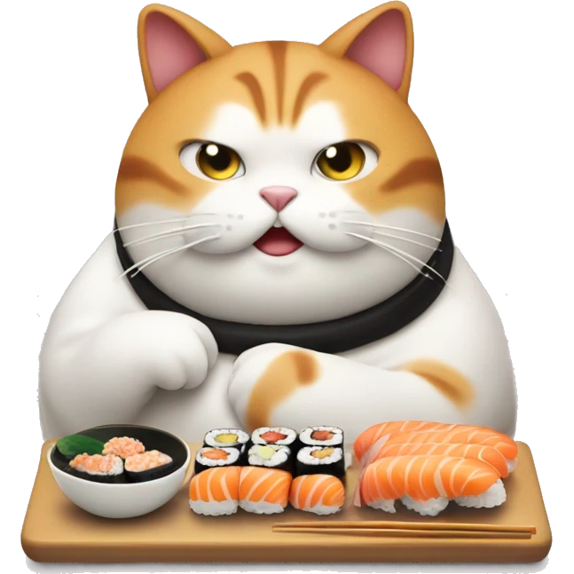 fat cat eating sushi emoji