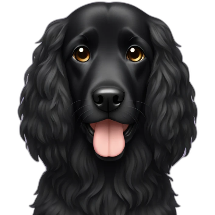 long haired all black dog emoji