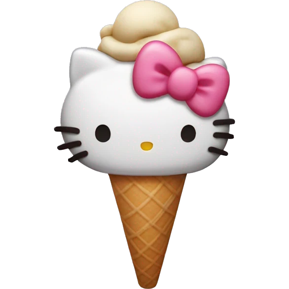 ice cream with hello kitty candy on the top emoji