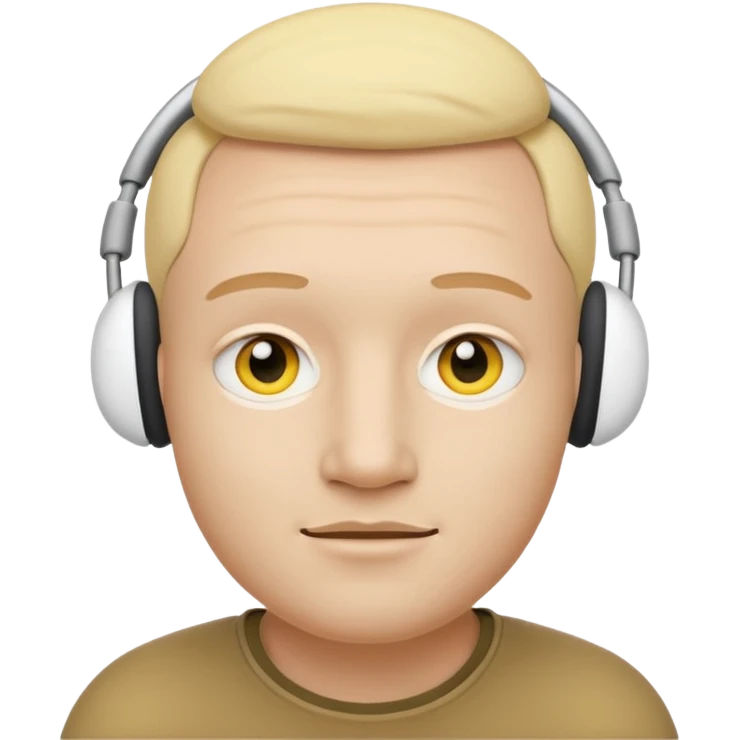 A yellow face exactly like this « 😶 » and wearing airpods max emoji