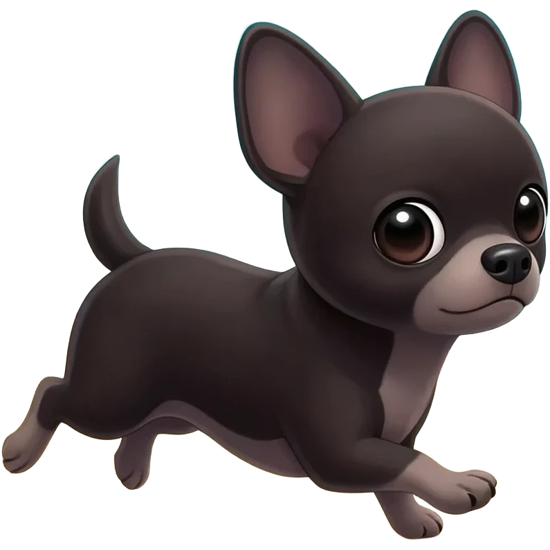 Bébé chihuahua noir marrant poil courut en vacances à la plage une poil courte emoji