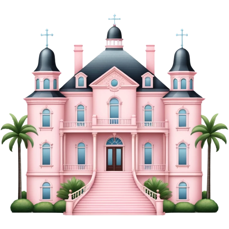 Light Pink southern coastal mansion isometric  emoji