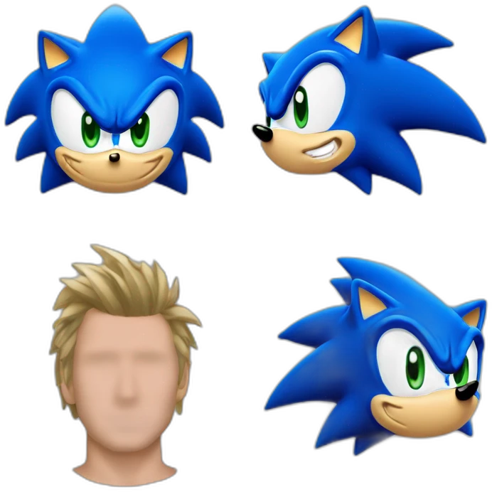 Draw me a Sonic head that's a lighter blue than the original and is looking straight ahead emoji