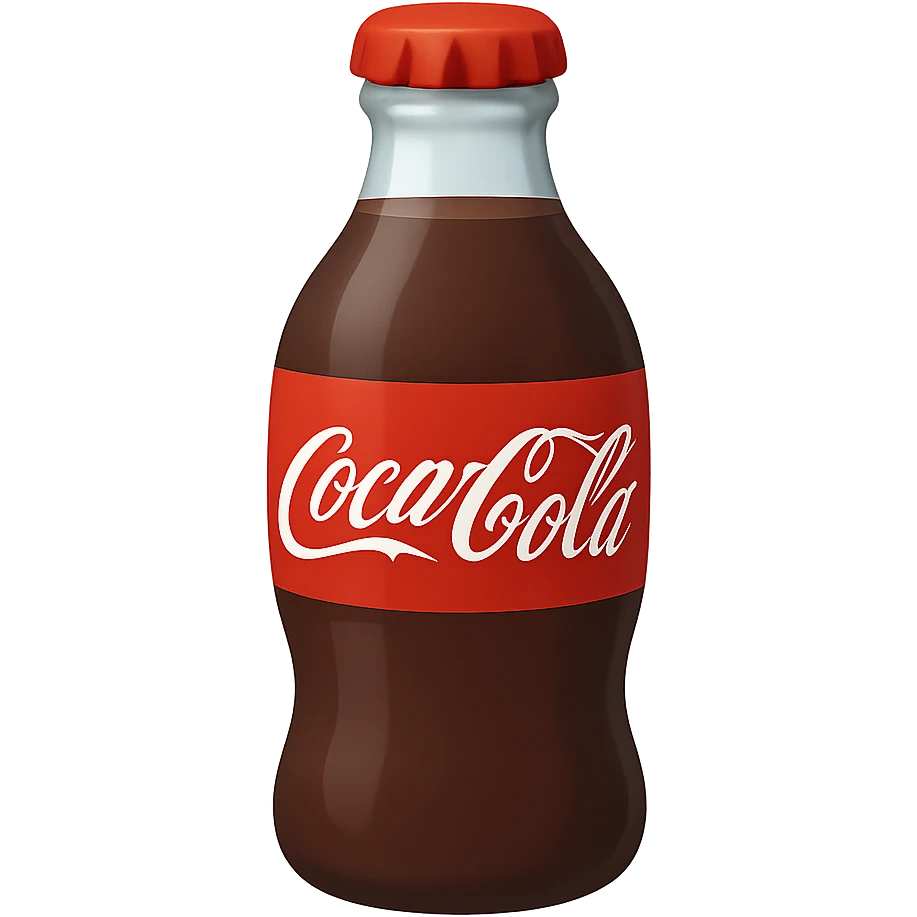 A bottle with Coca-Cola written on it, emoji style emoji