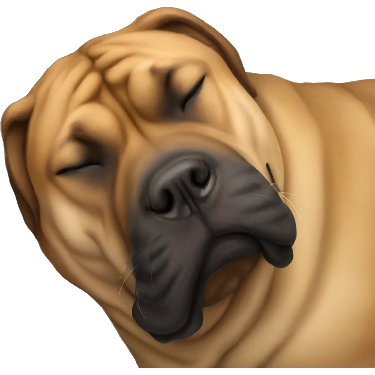 sleeping girl hugging boerboel emoji
