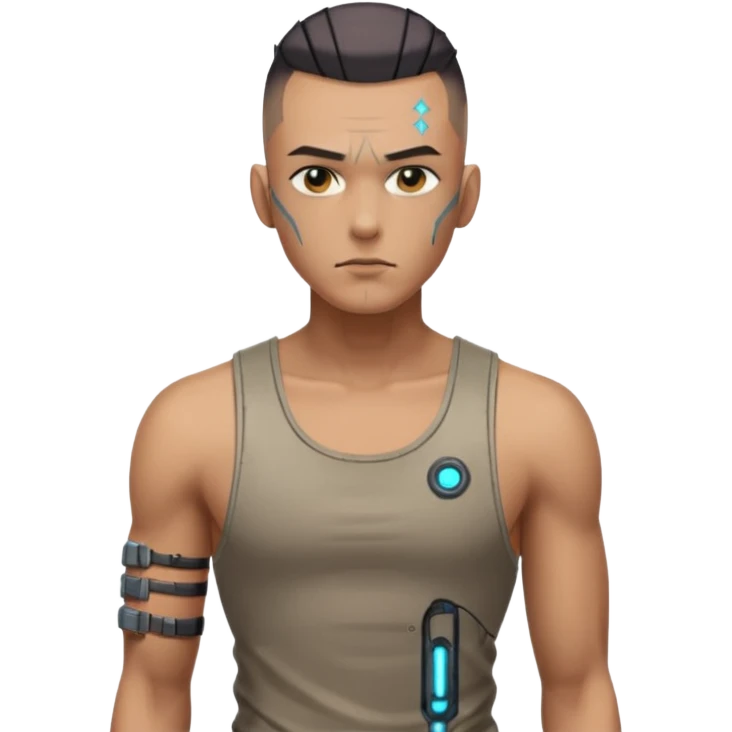 cyberpunk shaved man worn tank top emoji