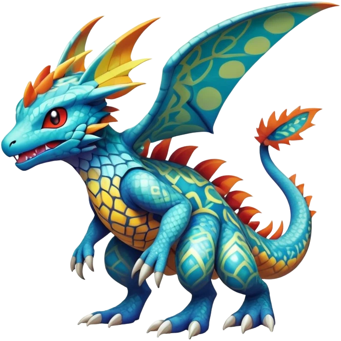 exotic fantasy-creature-Fakémon-Pokémon, full body, with random markings emoji