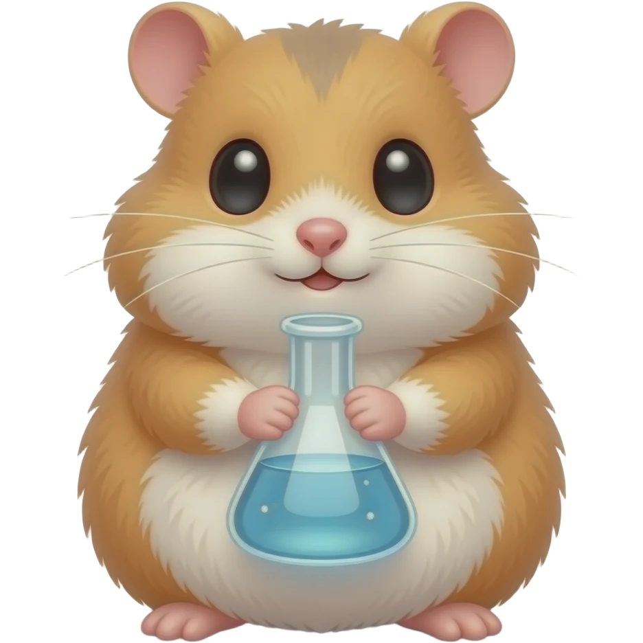Cute chubby hamster holding an Erlenmeyer flask emoji