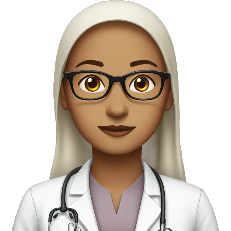 a muslim doctor women wth with skin and brown eyes and round glasses  emoji