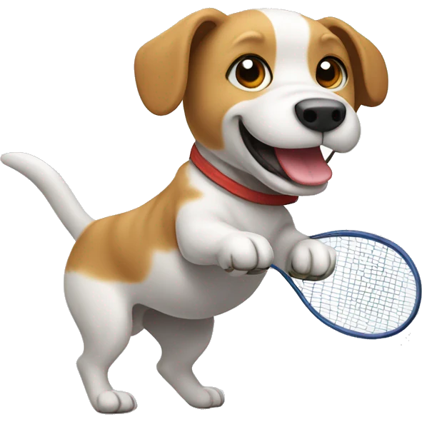 Dog playing Badminton  emoji