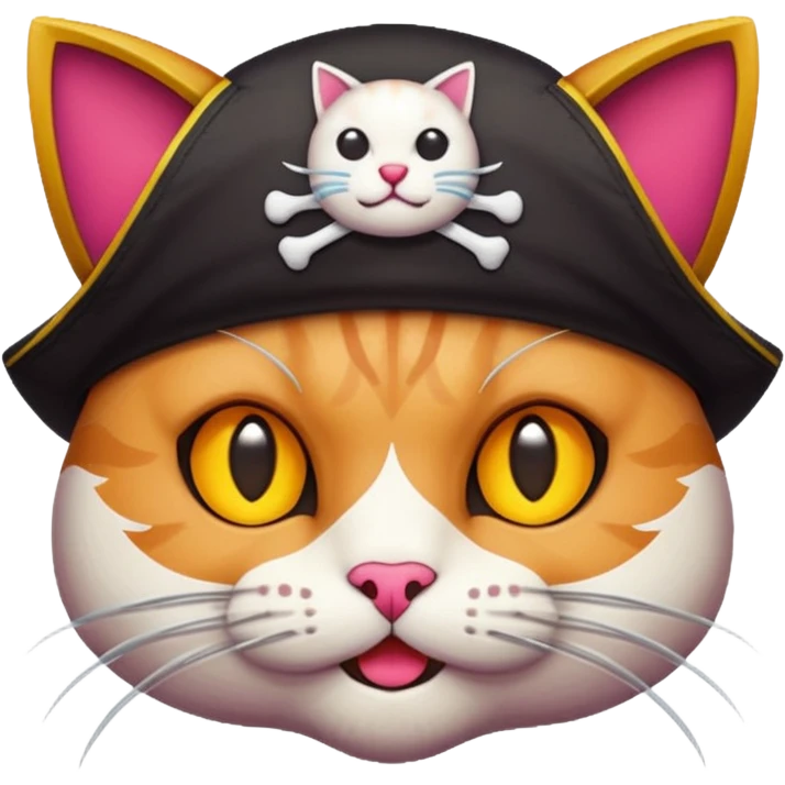 Cute 32-bit pixel art emoji, cat, pirate theme, vibrant colors, clean edges, Japanese kawaii aesthetic, game asset style, isolated on white --v 6.0 emoji