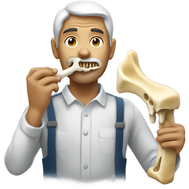 Man eating a bone emoji