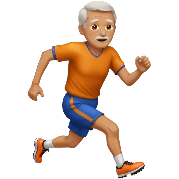 Old man running with football emoji