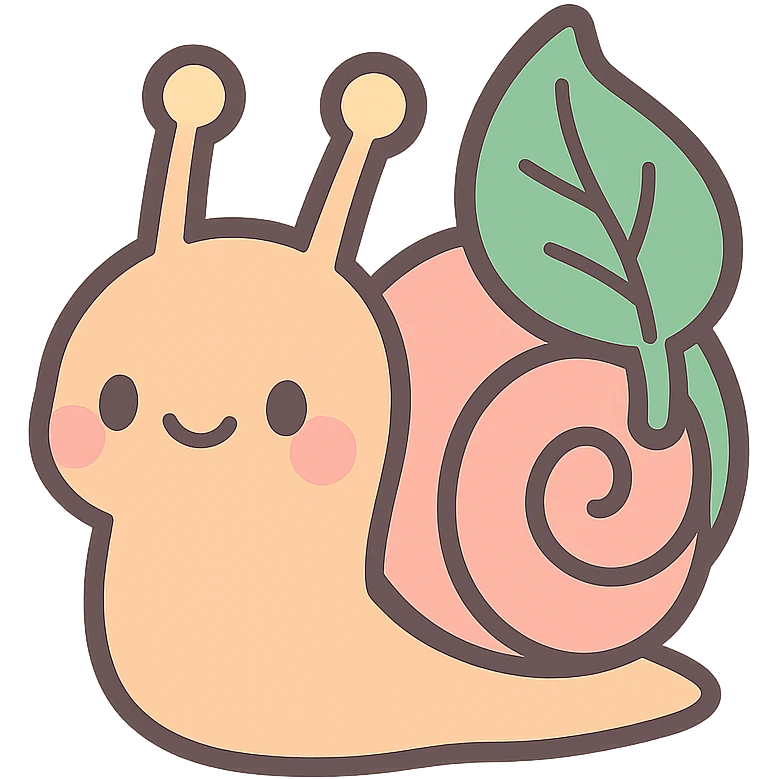 pastel snail with a leaf backpack, kawaii soft nature tone, vibrant-toon style emoji