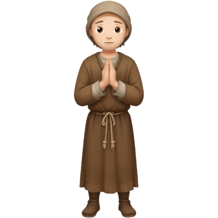 medieval peasant standing and praying full body emoji