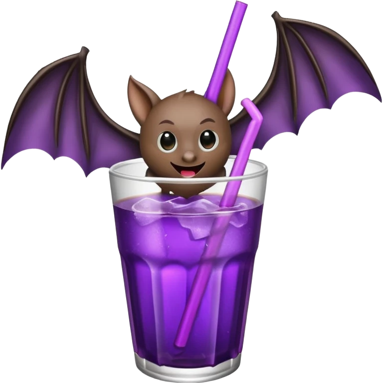 black bat drinkig soda emoji