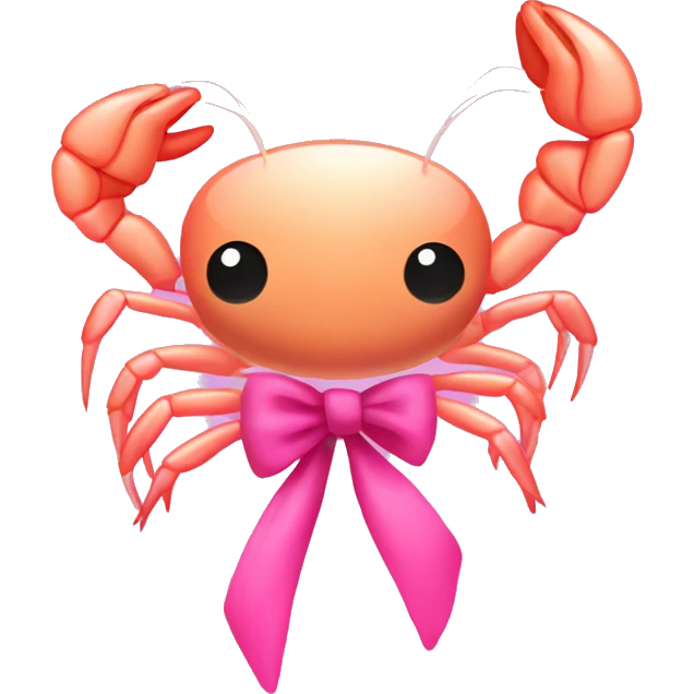 Shrimp cartoon with pink bow coquette  emoji
