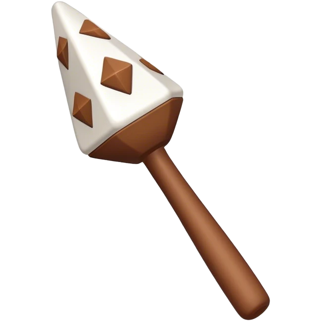 White rattle with triangles drawn on it in brown but filled in white emoji