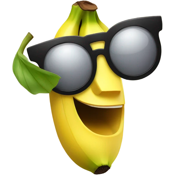 Big banana with eyes and a sunglasses smiling emoji