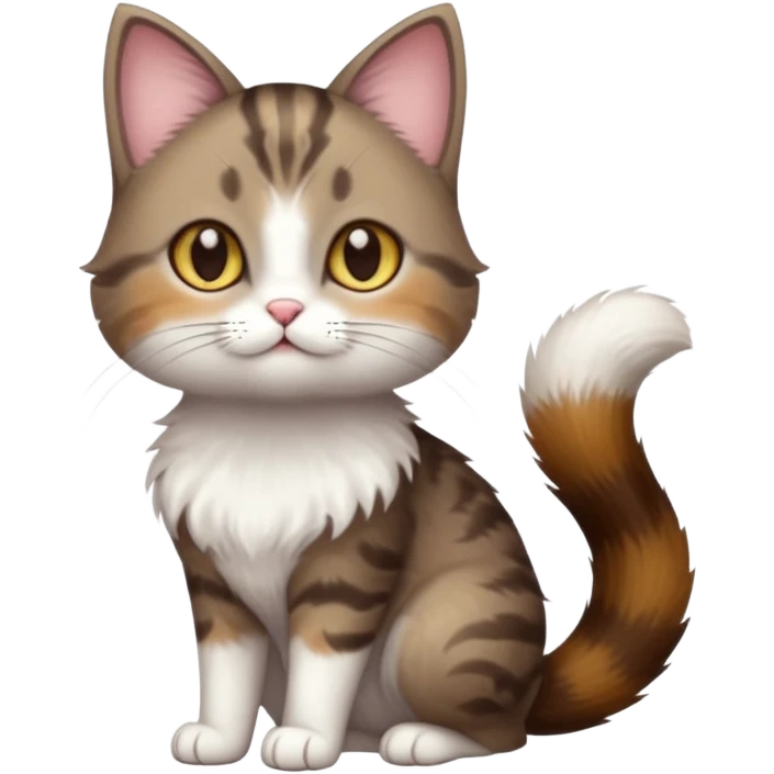 full body small short hair dark brown and white cat with hazel eyes emoji