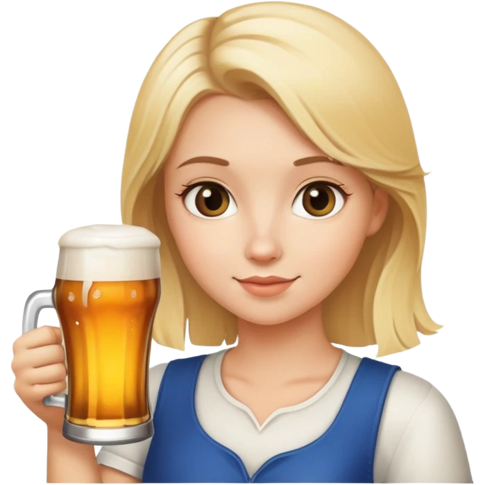 blonde girl with beer emoji