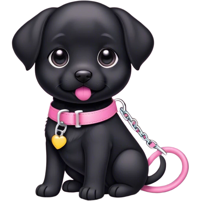 Black puppy with pink accessories  emoji