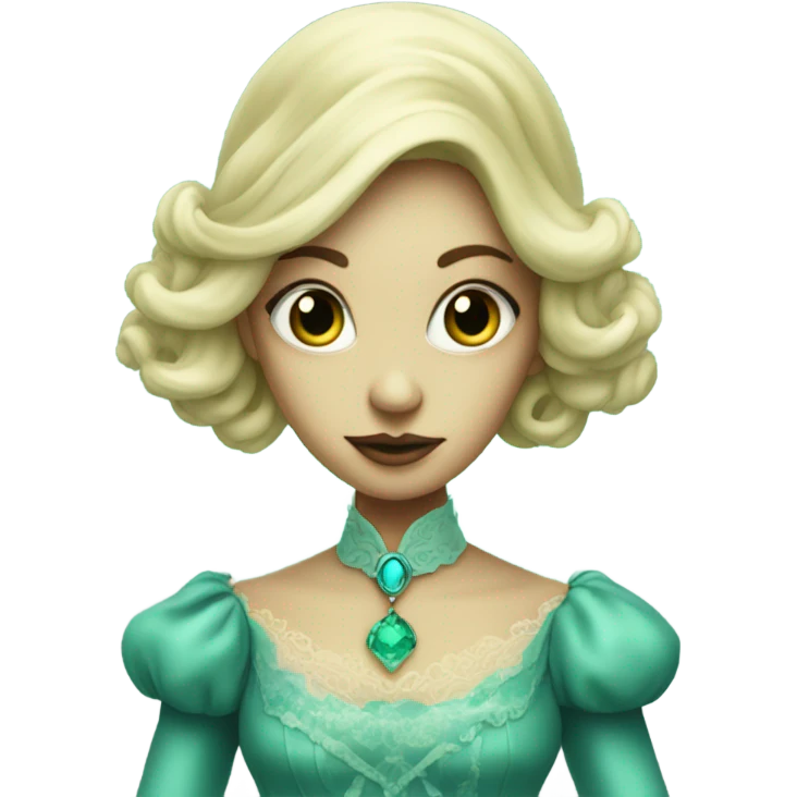 "green blonde alien woman"  in cyan
 Victorian dress elegant, full body emoji