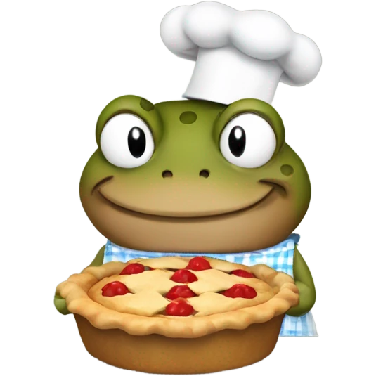 Toad baking a pie wearing an apron emoji