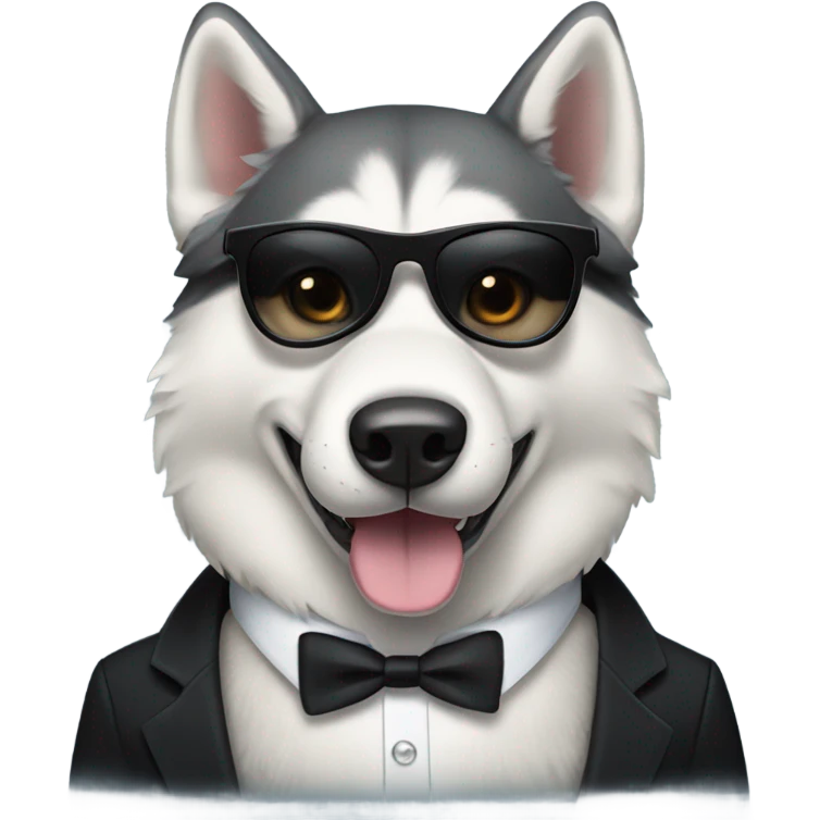 husky wearing a tux and sun glasses  emoji