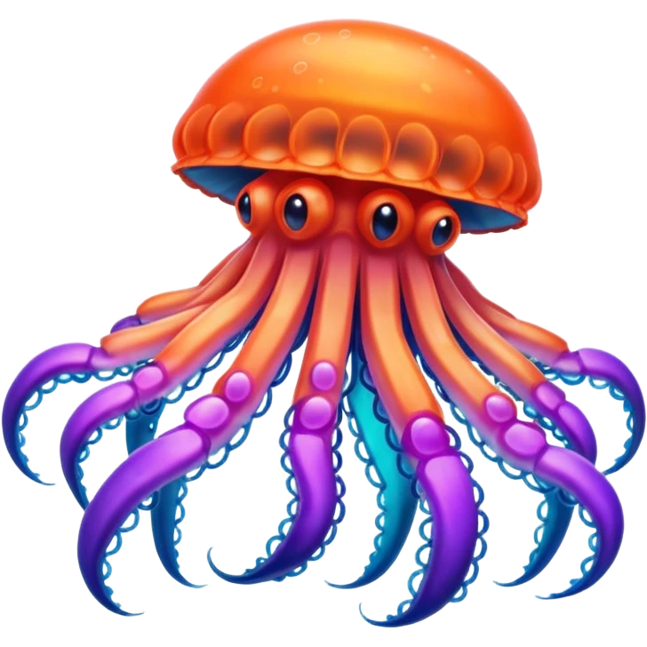 Neon glowing jellyfish-crab-squi emoji