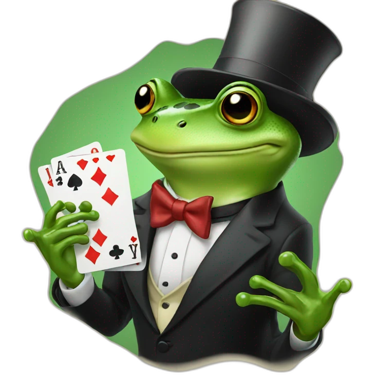 frog wearing tuxedo playing poker  emoji