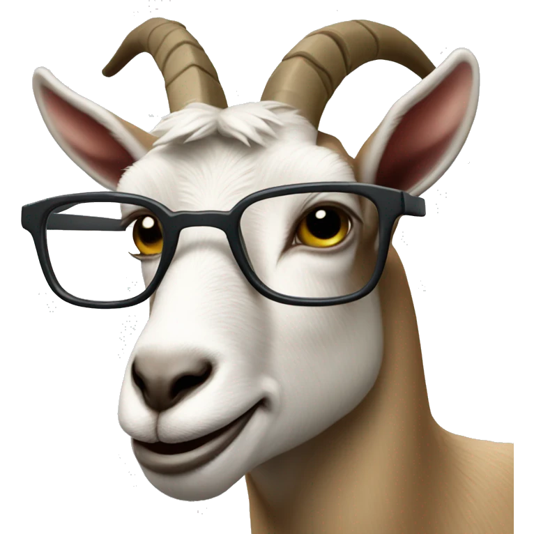 a goat wearing eyeglasses with thin frames. emoji