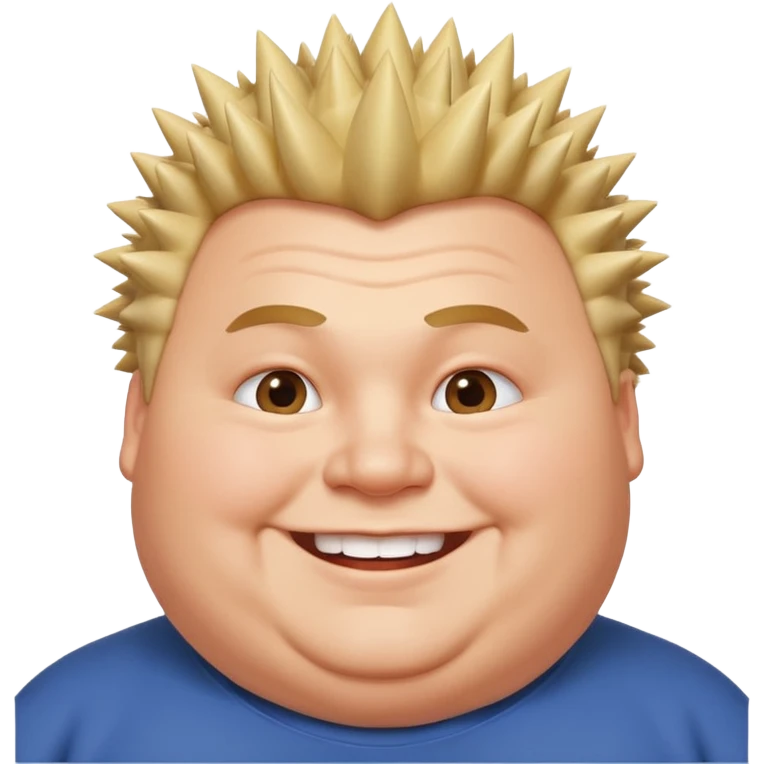  spiky haired happy fat man emoji