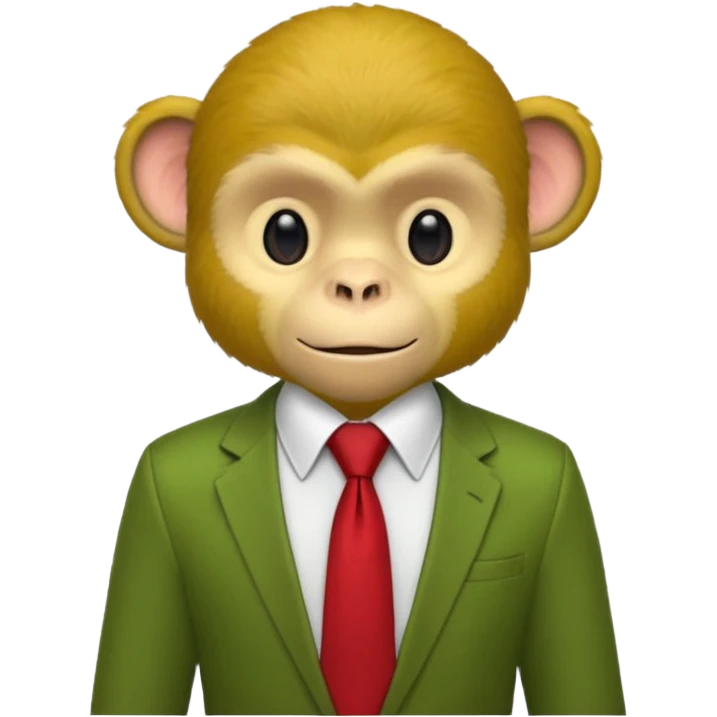 yellow monkey with green shirt,red tie emoji