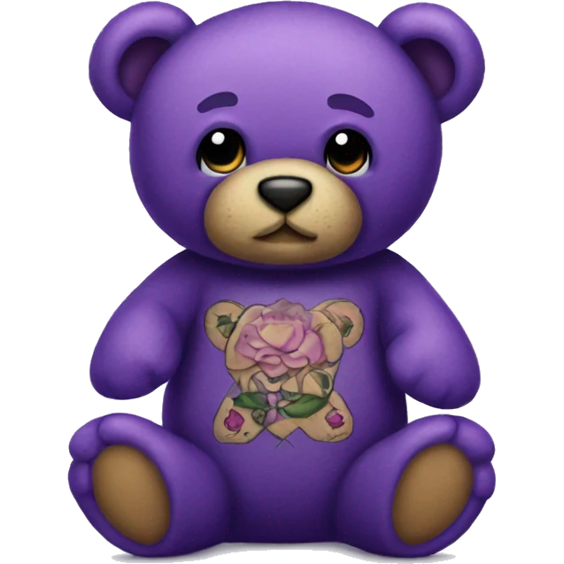 Purple teddy bear with tattoos emoji