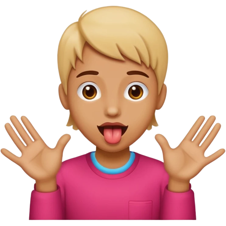 Tounge out with hands to the side  emoji