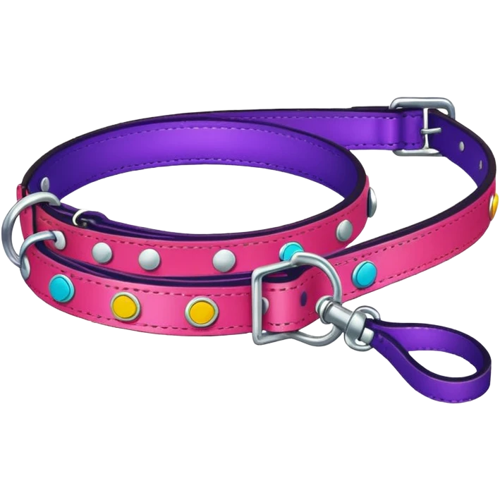 Collar & leash, colorful set. emoji
