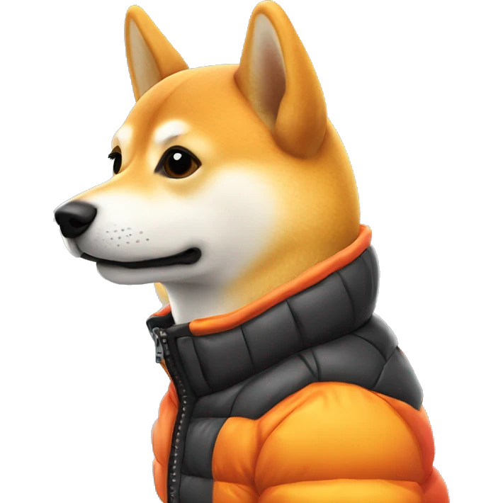 Shiba inu wearing vibrant puffer jacket profile emoji