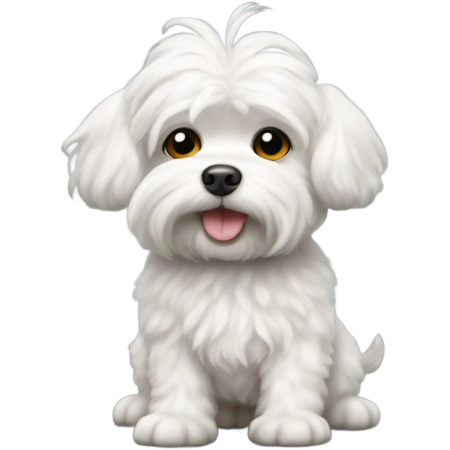 A white maltese dog, curly tiny dog with stubby legs emoji