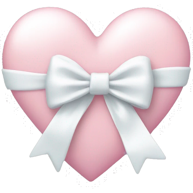 Pastel pink heart with white bow emoji