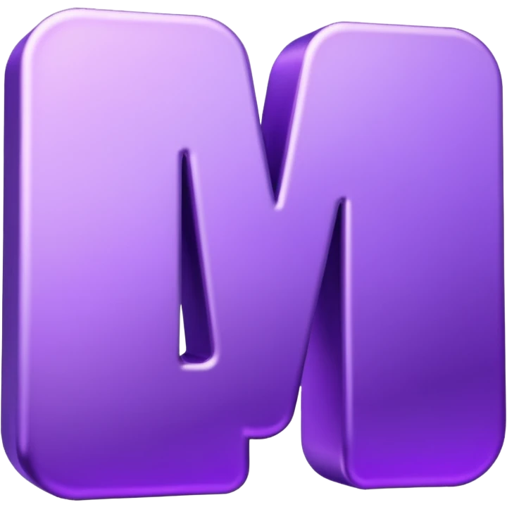 3D text that spells "me" in a shiny purple font  emoji