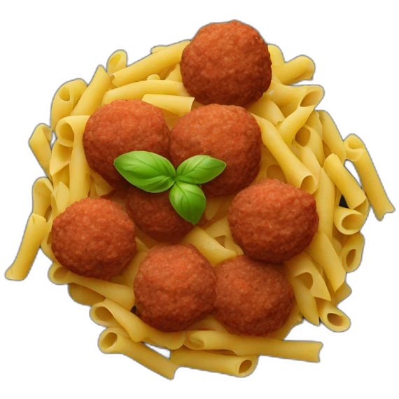 pasta mixed with meat balls on a palte emoji