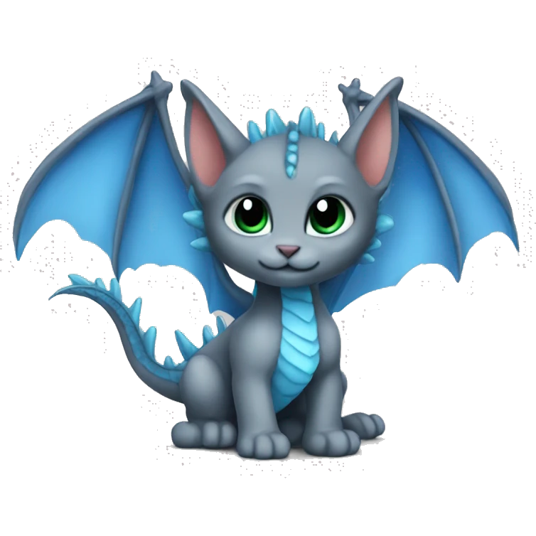 blue dragon wings on grey kitten emoji