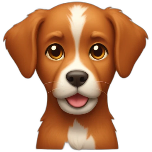 A brown furry dog and a full red cat sitting emoji