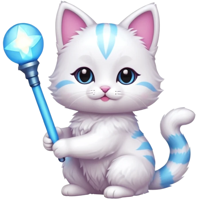 chibi cute cat holding a light stick emoji