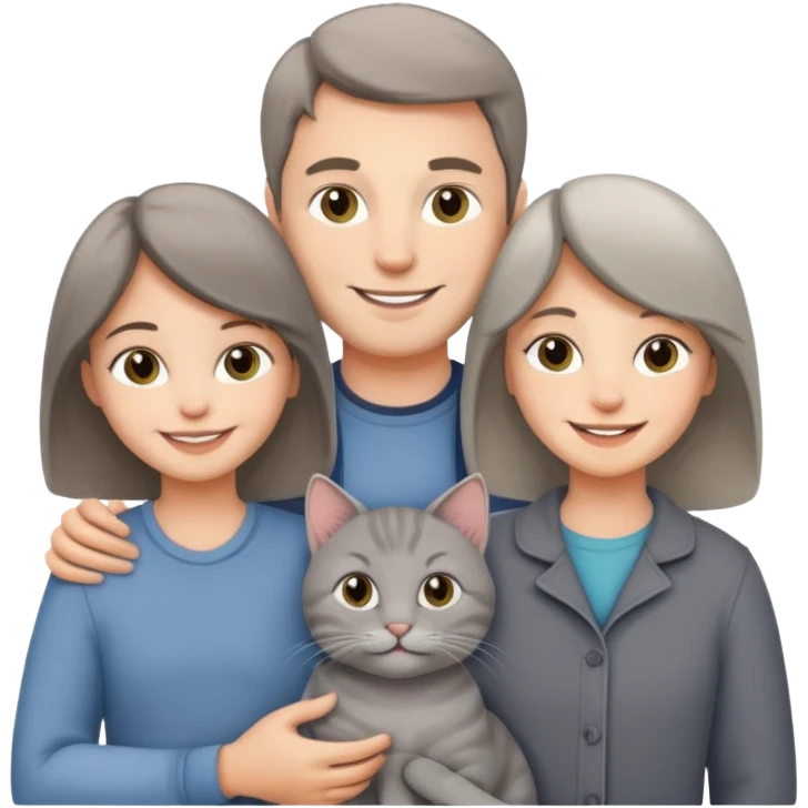 familia joven con un gato emoji