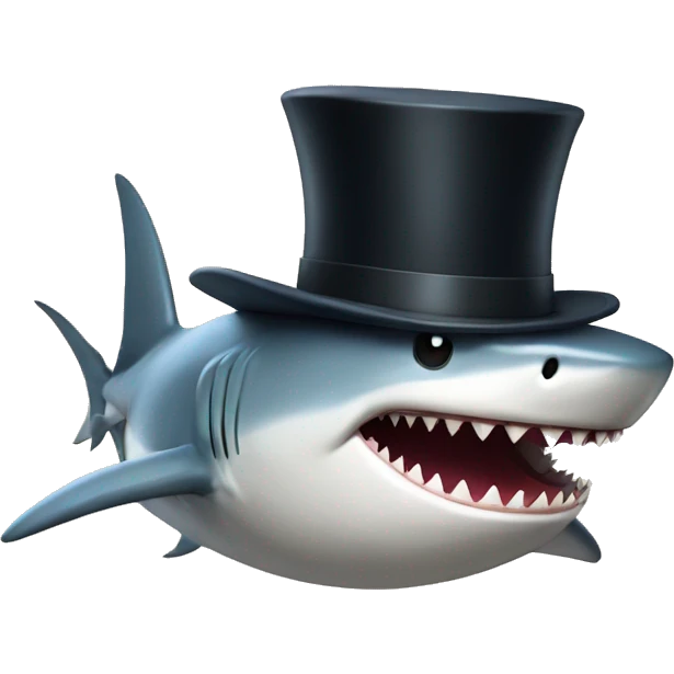 Shark with a top hat emoji